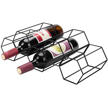 Rustic 5 bottles wine holder tabletop metal wire wine bottle rack shelf